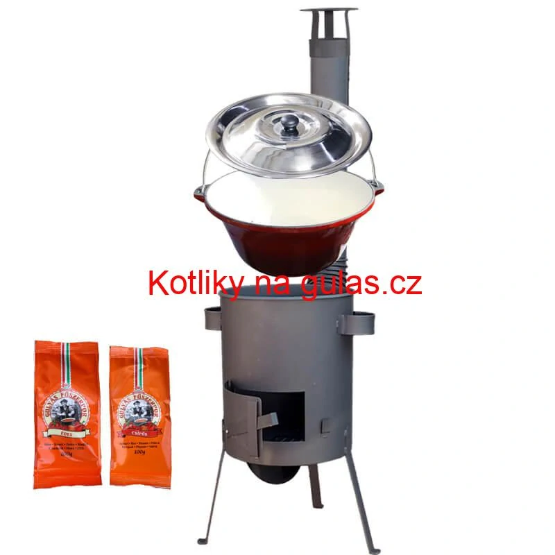 Litinový kotlík se smaltovanou úpravou 22 L + žáruvzdorná kotlina 42 PLUS 600 4 MM + paprikový pepř na guláš - MIX 100 g