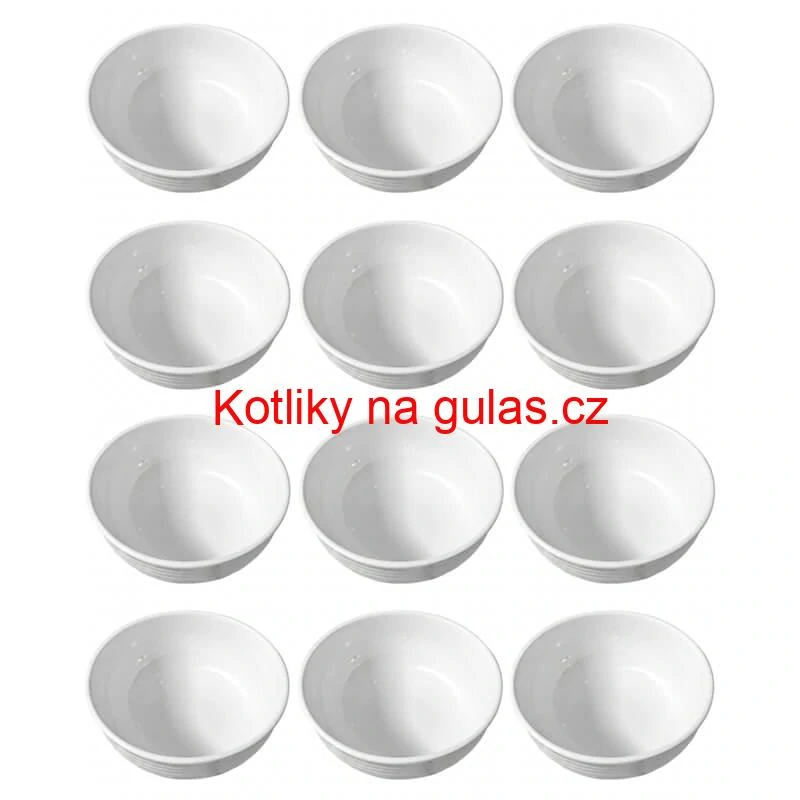 Sada 12 ks: Prémiové bílé misky s kamennou strukturou (750 ml)