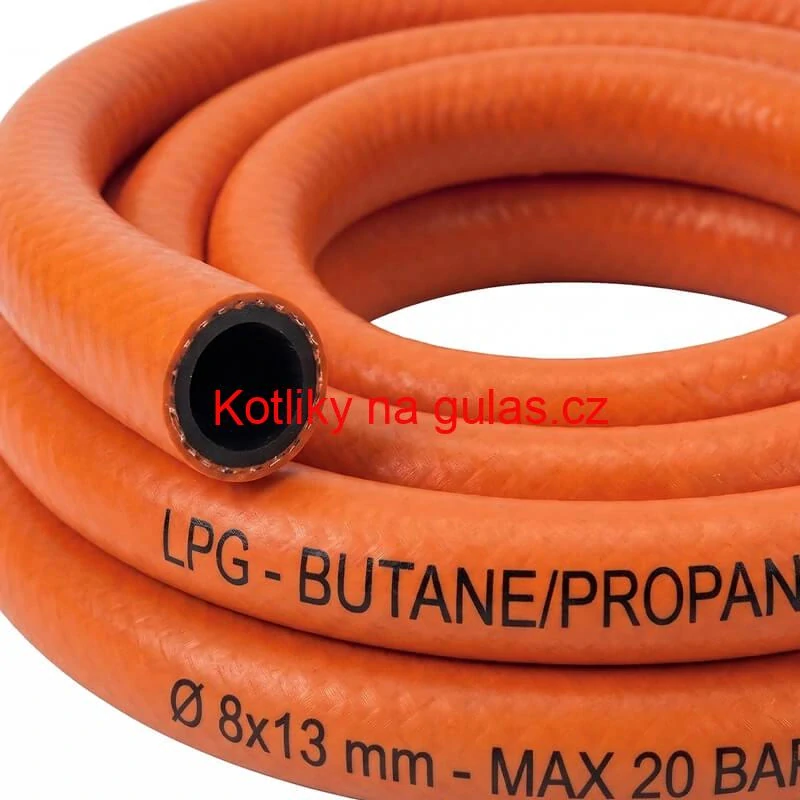 Plynová hadice 2,5 m + 2 spony + levá matice (20 bar)