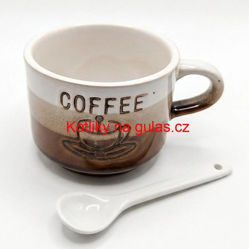 Keramický hrnek na kávu 150 ml COFFEE s lžičkou 1 ks