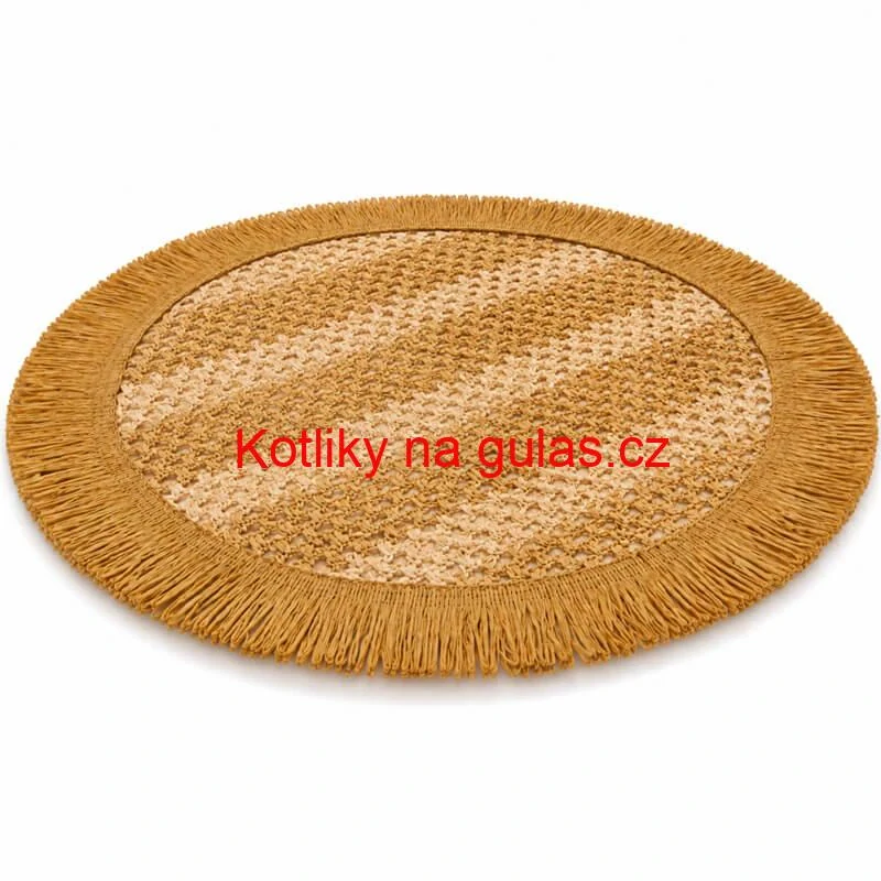 Kulatá přírodní podložka pod talíř se třásněmi 37 cm