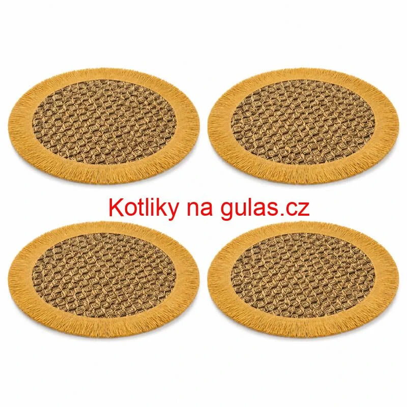 Přírodní podložky pod talíř se třásněmi 37 cm, 4 ks