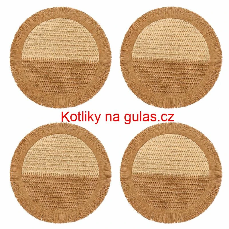 Přírodní podložky pod talíř se třásněmi 37 cm, 4 ks