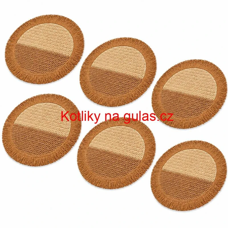 Přírodní podložky pod talíř se třásněmi 37 cm, 6 ks