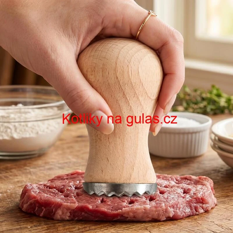 Ruční tlouček na maso s dřevěnou rukojetí