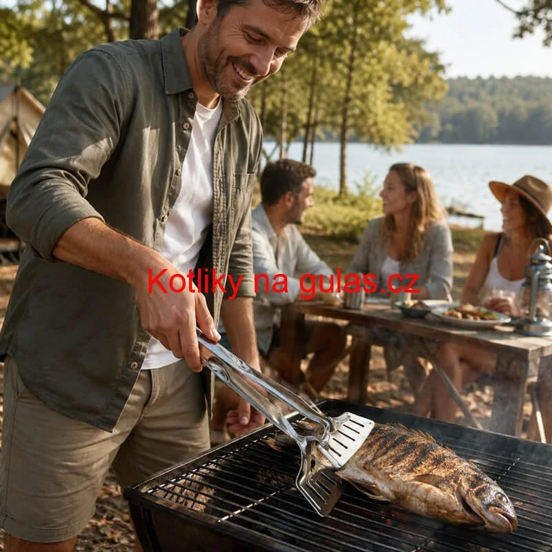 Nerezové kleště na rybu – kuchyňská obracečka 2 v 1, 28 cm