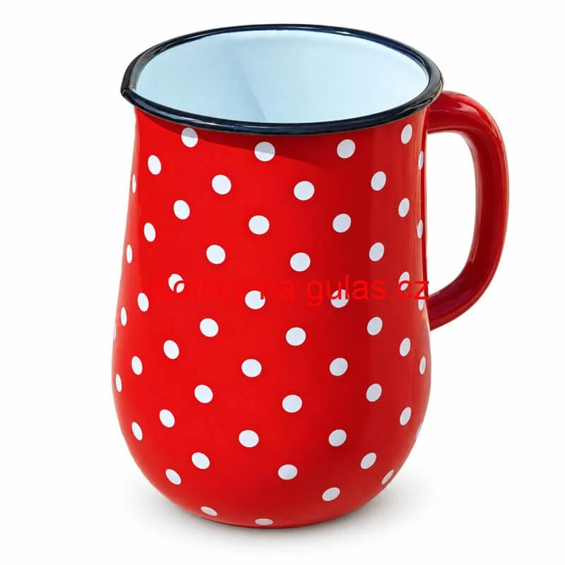 Smaltovaný džbán 2,5 l – červený puntík