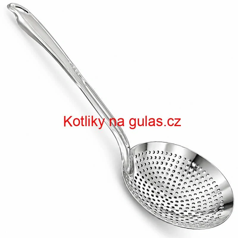 Nerezová děrovaná naběračka – sítko 19 cm, 48 cm