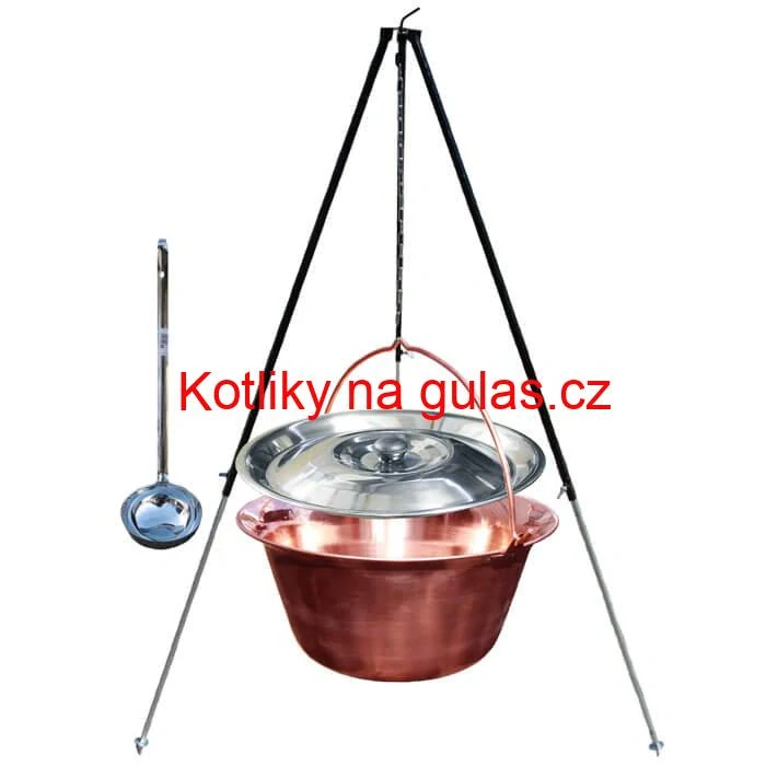 Měděný kotlík 30 L (1,2 mm) + poklice + teleskopický stojan