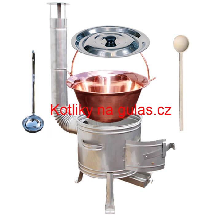 Měděný kotlík 14 L + nerezová kotlina 36 cm TOPLUX