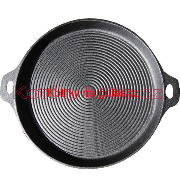 Kvalitní litinová deska na grilování a opékání - kulatá