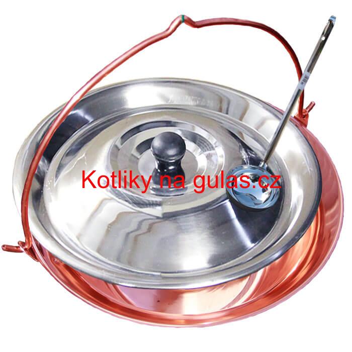 Měděný kotlík 30 L + nerezová poklice