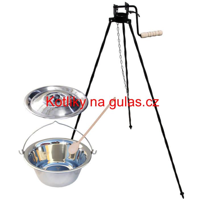 Nerezový kotlík 15 L (1,2 mm) + stojan s kladkou VAR