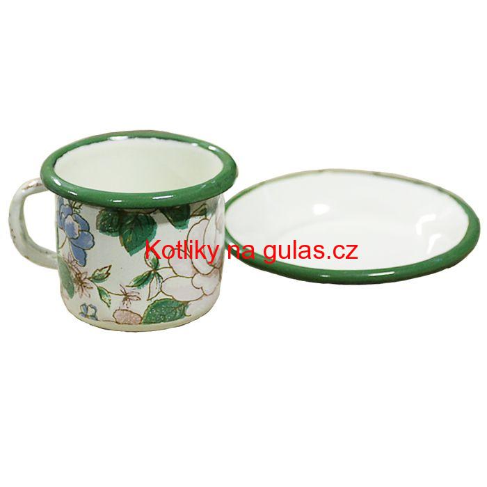 Smaltovaný šálek + podšálek