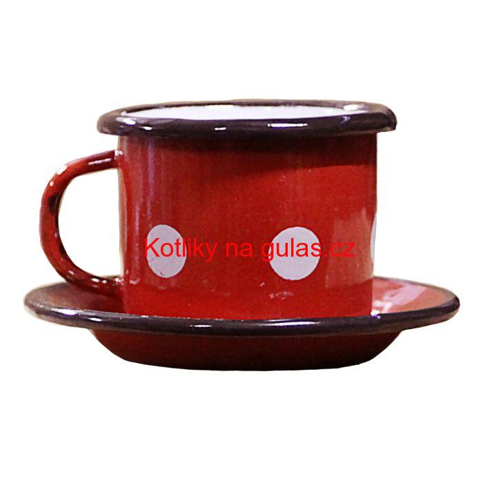 Smaltovaný šálek + podšálek
