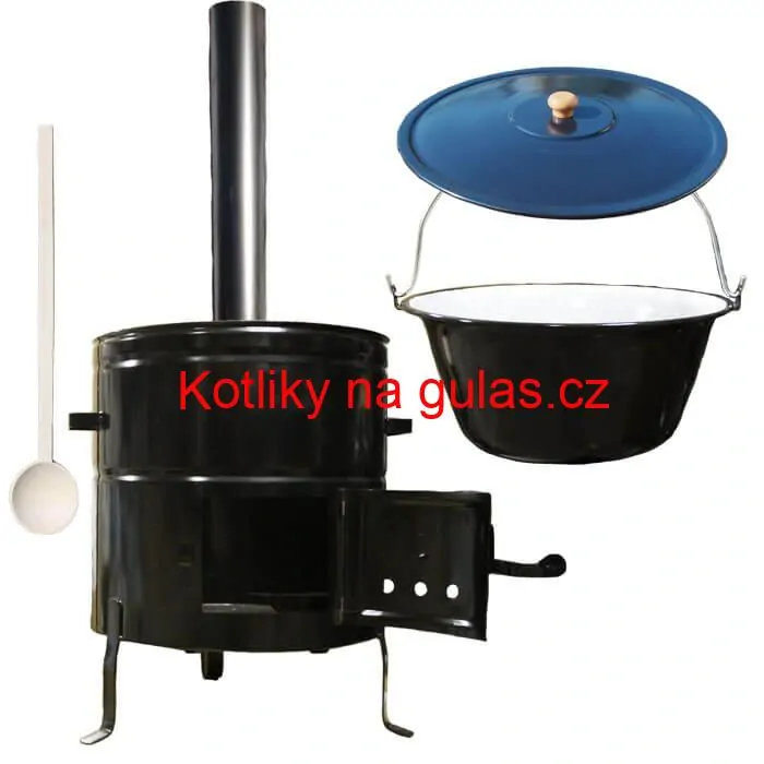Smaltovaný kotlík 50 L (1,2 mm) + kovová kotlina 50 CLASSIC (KOV) + kouřovod Max Party