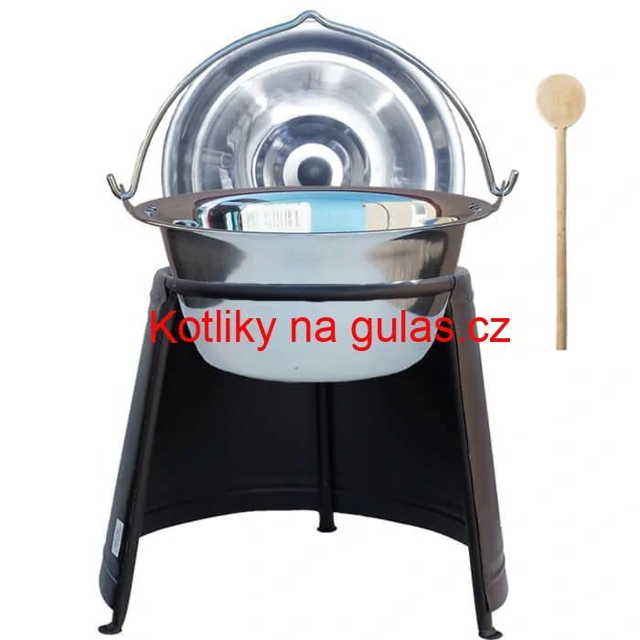 Nerezový kotlík 14 L (0,8 mm) + poklice + chránič plamene