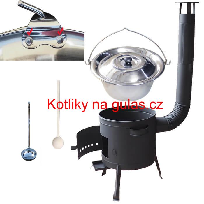 Kotlíkový gulášový set 36 PLUS 600 + nerezový kotlík 15 L (0,8 mm)