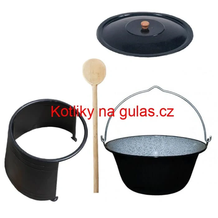 Smaltovaný kotlík 10 L (1,2 mm) + poklice + chránič plamene