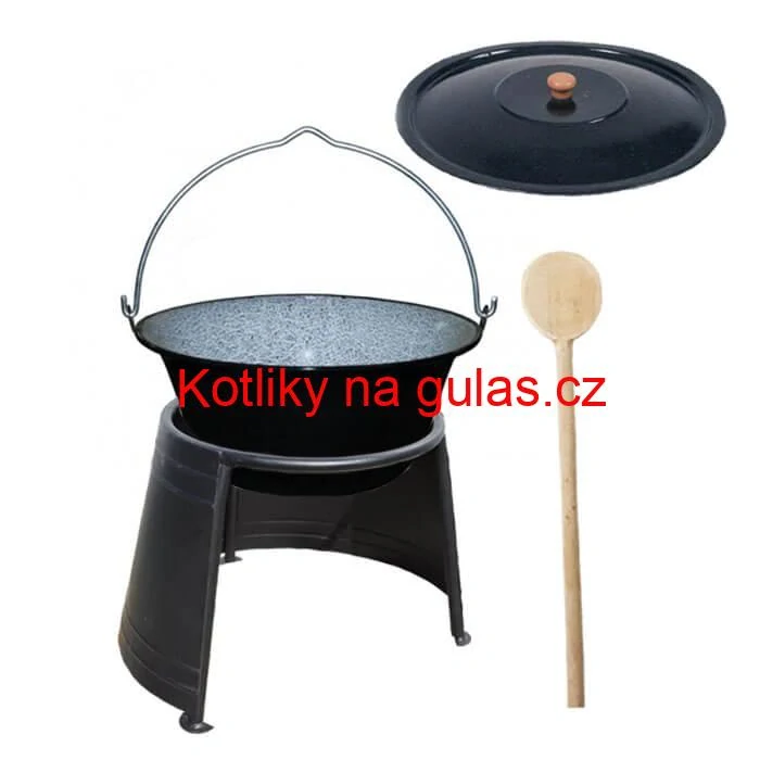 Smaltovaný kotlík 13 L (1,2 mm) + poklice + chránič plamene