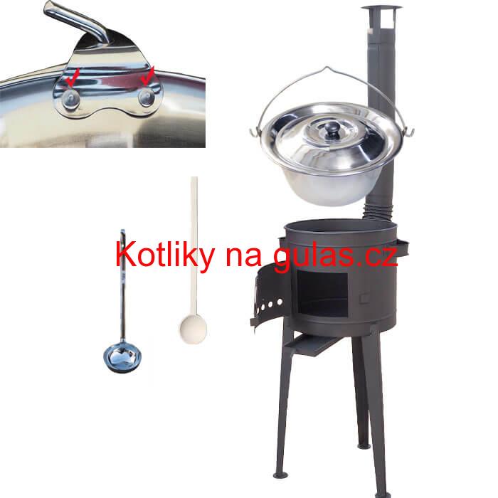 Kotlíkový gulášový set 36 PLUS 600 + nerezový kotlík 15 L (0,8 mm)