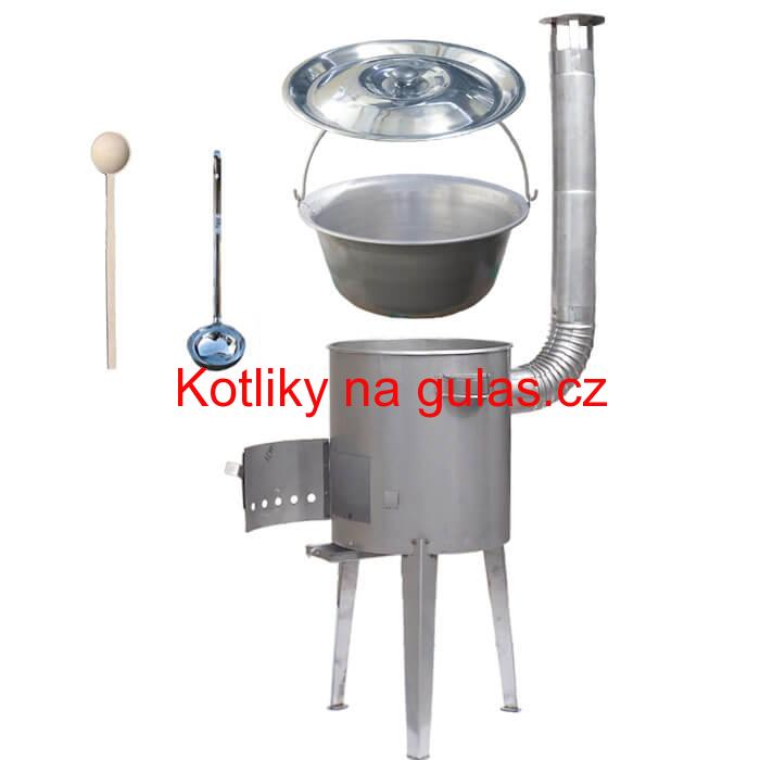 Železný kotlík 14 L (0,75 mm) + nerezová kotlina 36 cm LUXUS