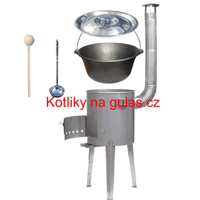 Litinový kotlík 16 L (1 cm) + nerezová kotlina 36 cm LUXUS