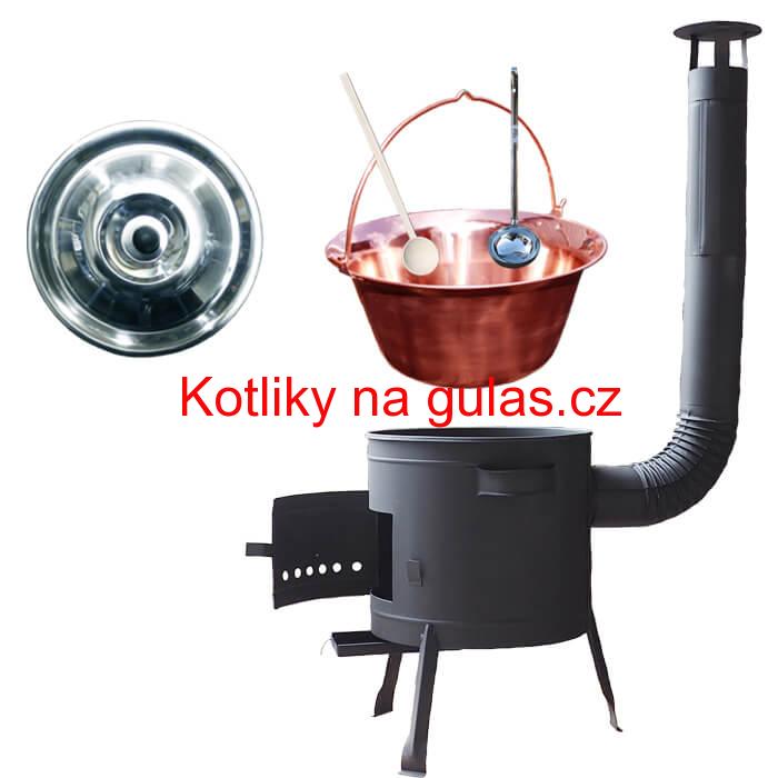 Měděný kotlík 30 L (1,2 mm) + nízká kotlina 45 cm PLUS 600