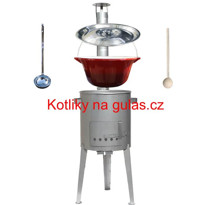 Litinový kotlík 16 L + nerezová kotlina a naběračka LUXUS