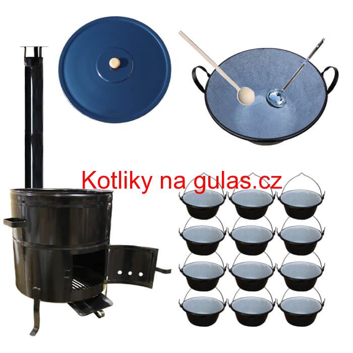 Smaltovaný kotel 70 L + servírovací kotlíky (12 ks) BIG PARTY