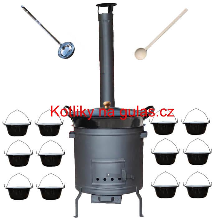 Smaltovaný kotel 70 L + servírovací kotlíky (12 ks) PLUS 600