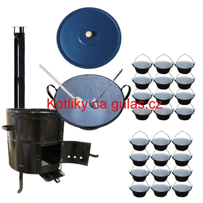 Smaltovaný kotel 80 L + servírovací kotlíky (24 ks) BIG PARTY