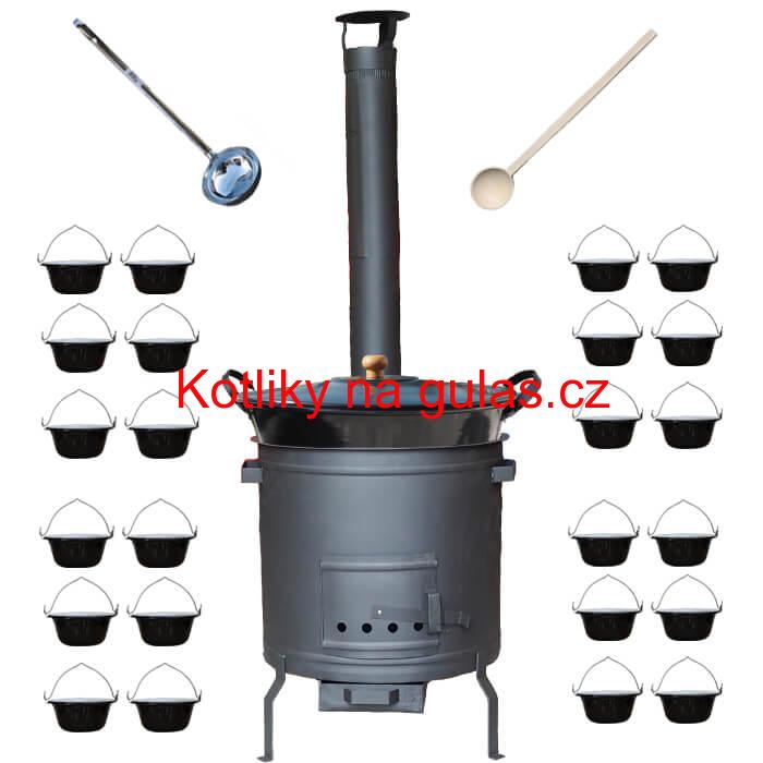 Smaltovaný kotel 80 L + servírovací kotlíky (24 ks) PLUS 600