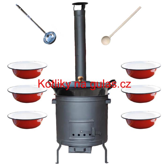 Smaltovaný kotel 50 L + smaltované talíře 6 ks PLUS 600