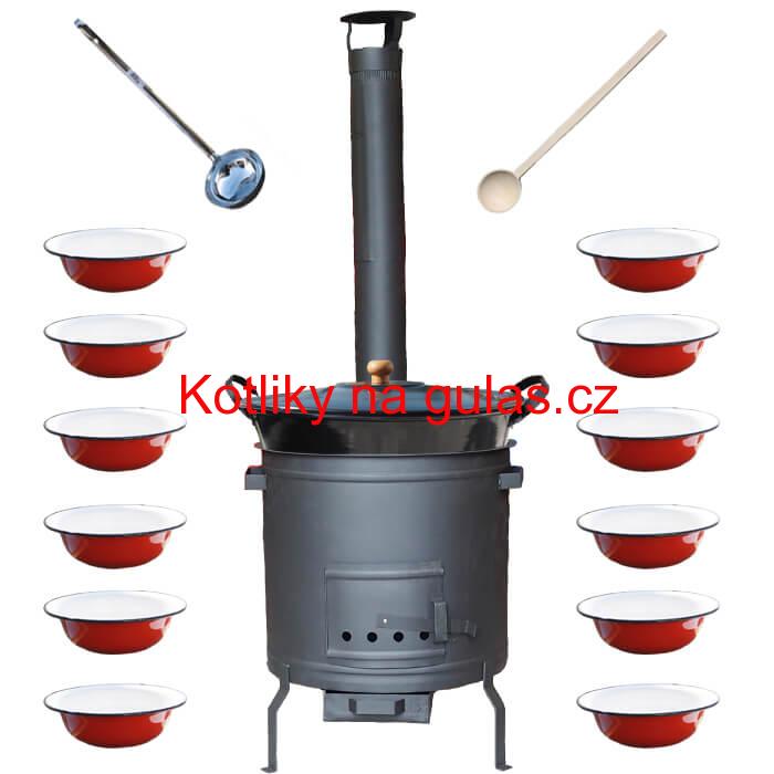 Smaltovaný kotel 80 L + smaltované talíře 12 ks PLUS 600