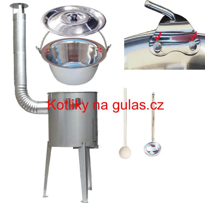 Nerezový kotlík (Zesílený) 30 L + nerezová kotlina 45 cm LUXUS