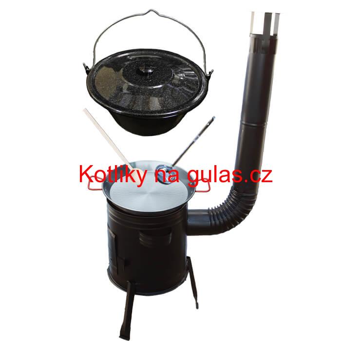 Paella ocelová pánev 42 cm se smaltovaným kotlíkem 16 L (1,2 mm) a kotlinou