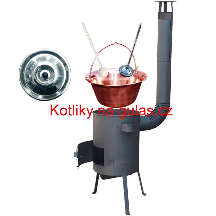 Měděný kotlík 30 L (1,2 mm) + žáruvzdorná kotlina 45 PLUS 600 4 MM