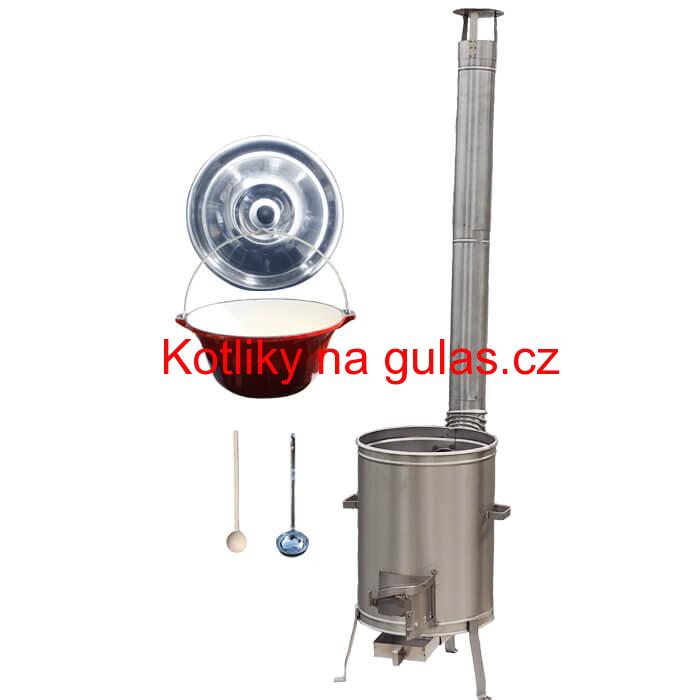 Litinový kotlík se smaltovanou úpravou 16 L + nerezová kotlina (Vysoká) 36 LUX