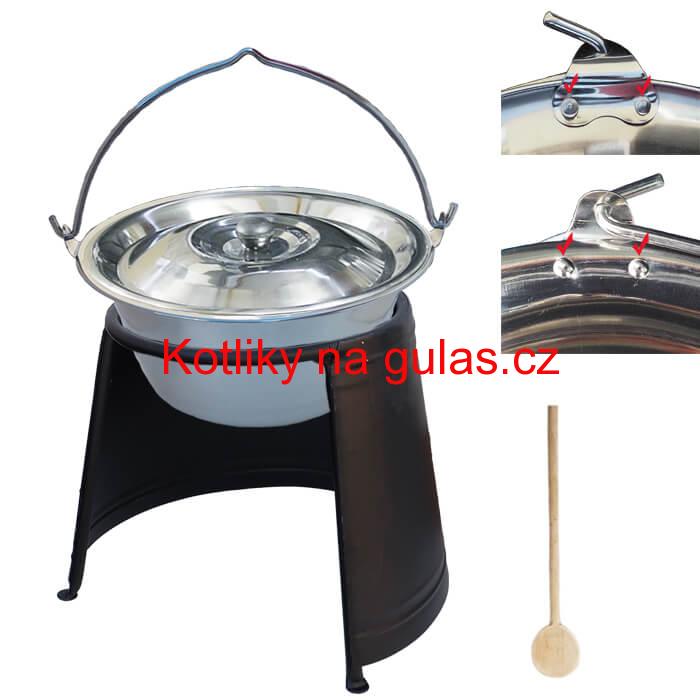 Nerezový kotlík 20 L (0,8 mm) s nýty + chránič plamene