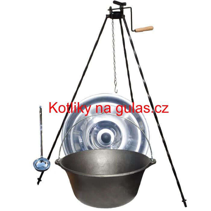 Litinový kotlík 10,8 L + stojan s kladkou VAR