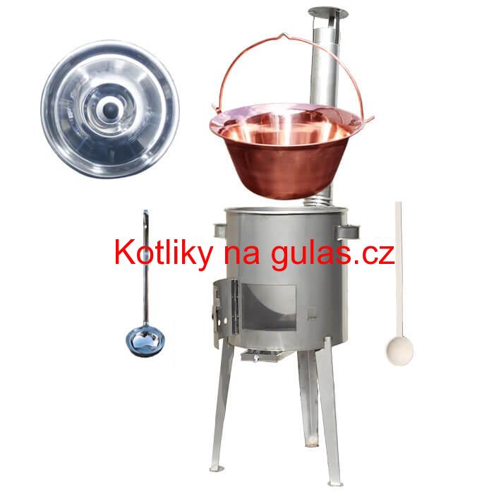 Měděný kotlík 30 L (1,2 mm) + nerezová kotlina 45 cm LUXUS