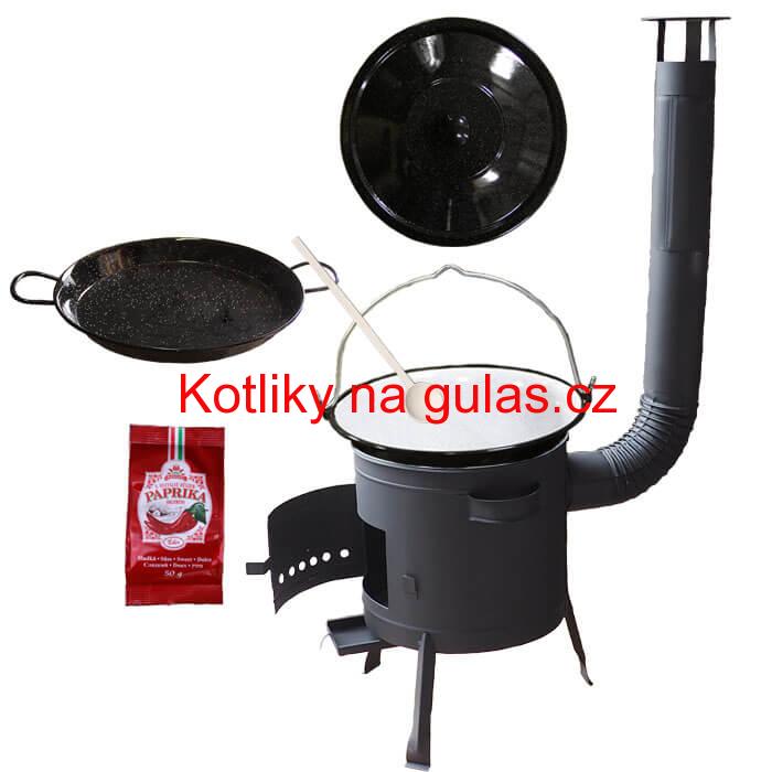 Smaltovaný kotlík 13 L + Paella smaltovaná pánev + nízká žáruvzdorná kotlina 36 cm PLUS 600