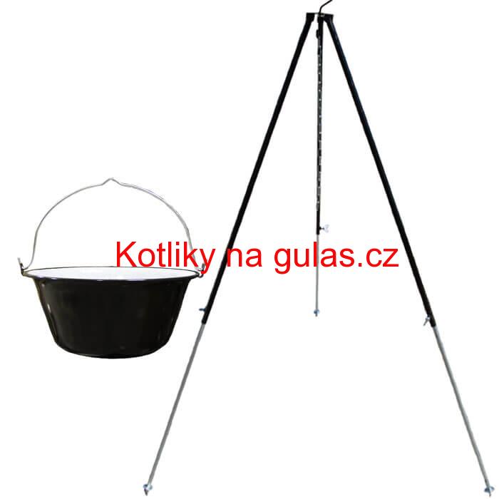 Smaltovaný kotlík 40 L + teleskopicka trojnožka 1,7 m