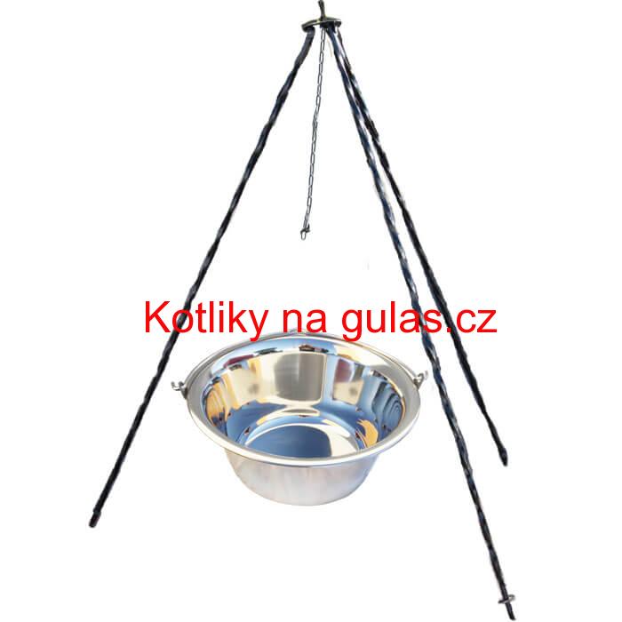 Nerezový kotlík (INOX 0,8 mm) 6 L + trojnožka 1 m