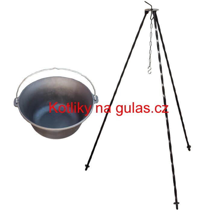 Litinový kotlík 7,2 L + trojnožka 1 m