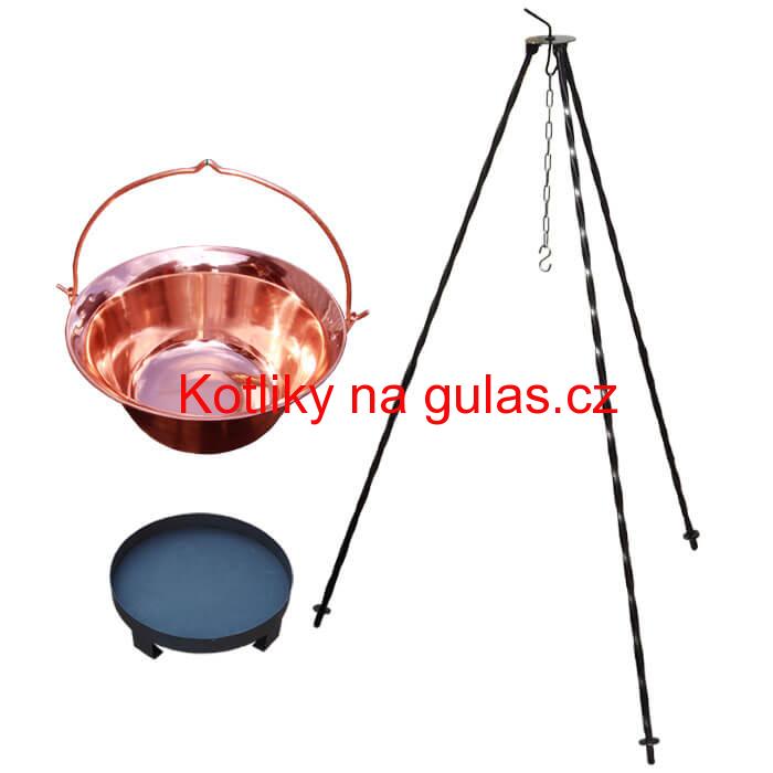 Měděný kotlík 10 L (1,2 mm) + trojnožka 1,2 m + ohniště 36 cm
