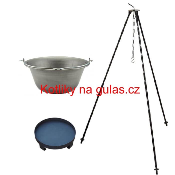 Železný kotlík 6 L (0,75 mm) + trojnožka 1 m + ohniště 36 cm