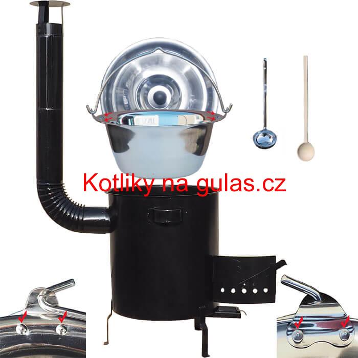 Nerezový kotlík 30 L (0,8 mm) zesílený s nýty + hrubostěnná (1,5 mm) kovová kotlina 45 STRONG