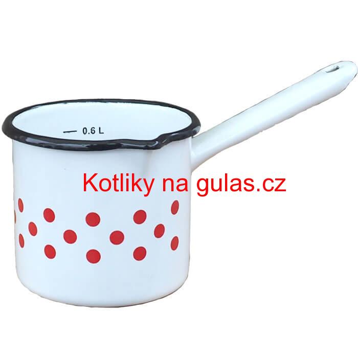 Smaltovaný hrnek s rukojetí 0,6 L - tečkovaný